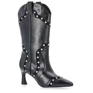 Steve Madden NYC Black Studded Western Style Heel Boot Woman’s Size 8 NIB